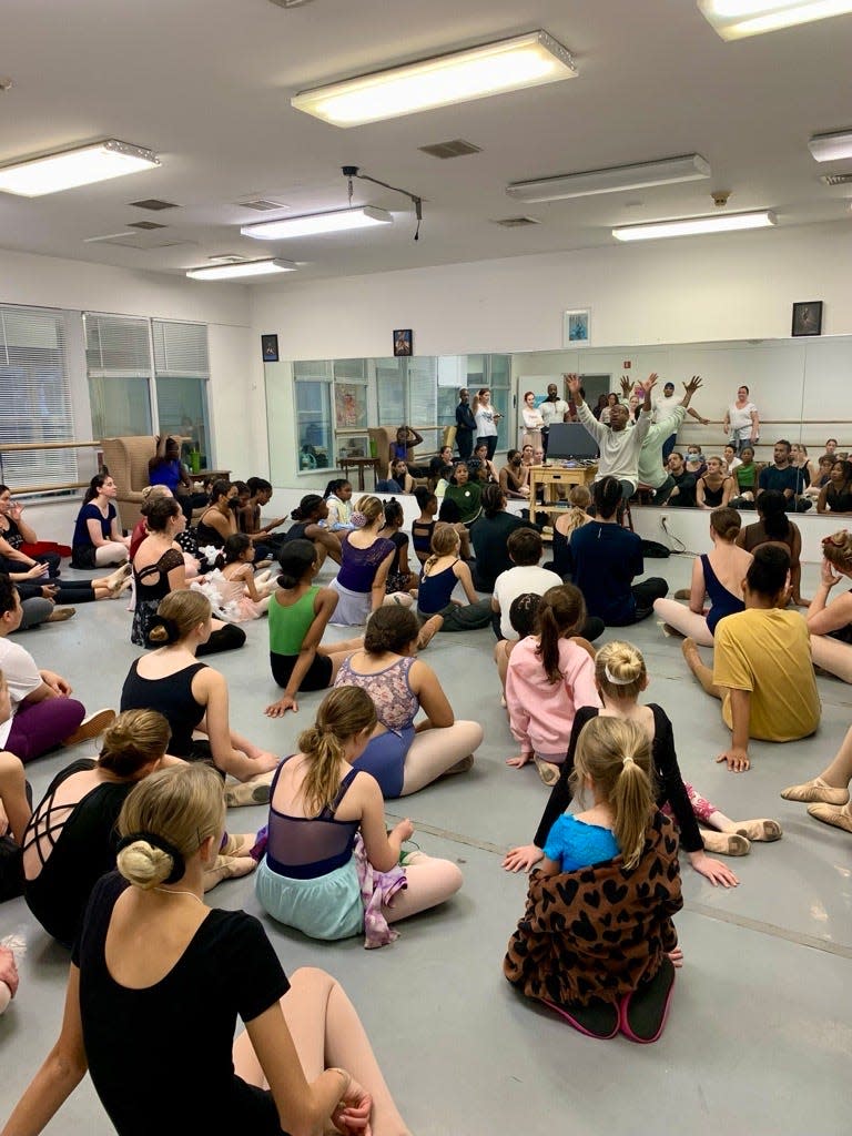 Dancers rehearsing their performance in the Wilmington Ballet Academy of the Dance's "The Nutcracker" receive feedback from Benjamin S. Cannon, executive and artistic director, Sunday, Dec. 3, 2023.