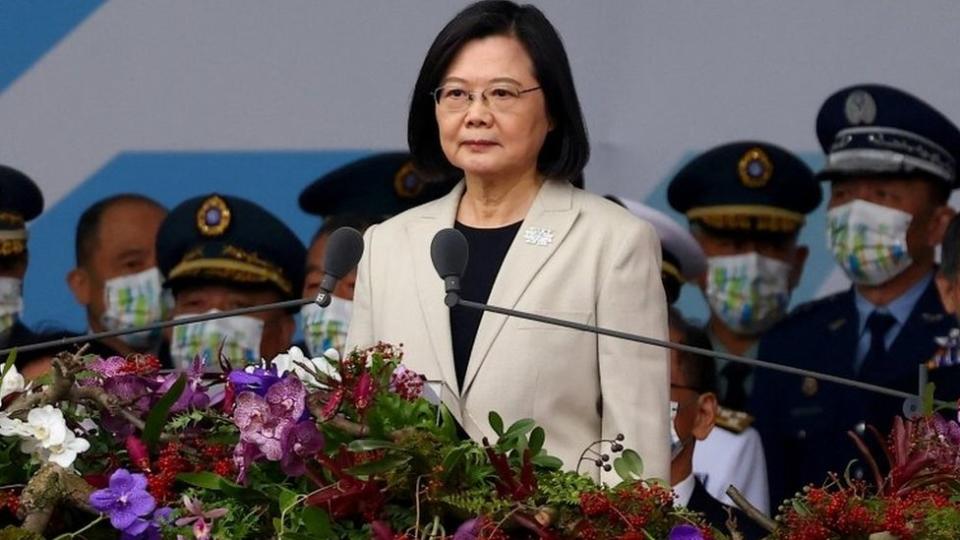 Taiwan"s President Tsai Ing-wen gives a speech on National Day in Taipei, Taiwan, October 10, 2022.