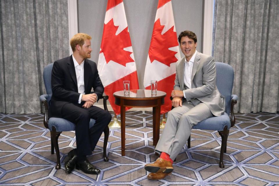 Prince Harry with Canadian Prime Ministin Justin Trudeau (PA)