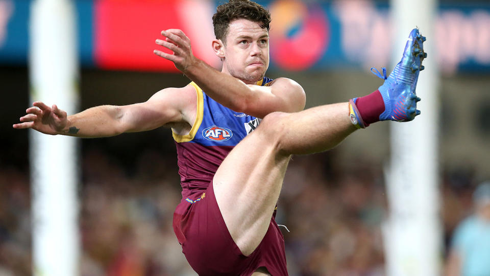 Lachie Neale is reportedly considering a trade request away from Brisbane so he and his wife can start a family in WA. (Photo by Jono Searle/AFL Photos/via Getty Images)