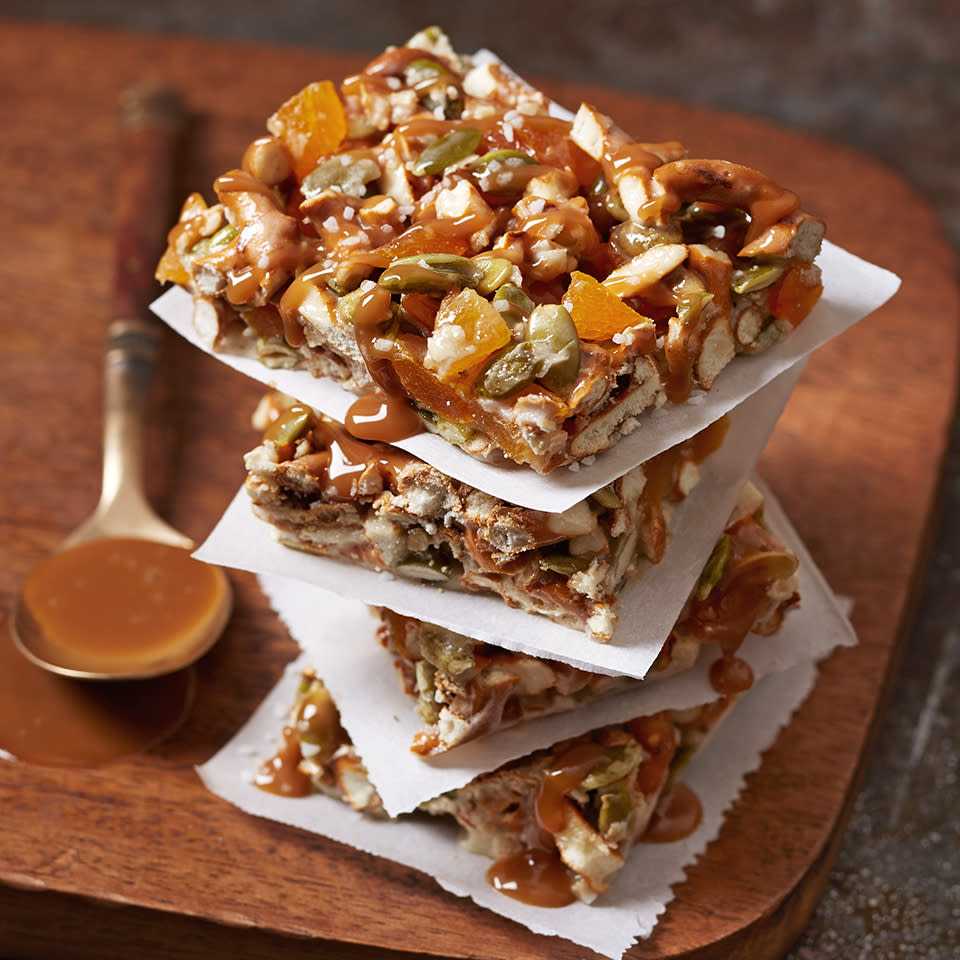 Salted Caramel Pretzel-Oat Bars