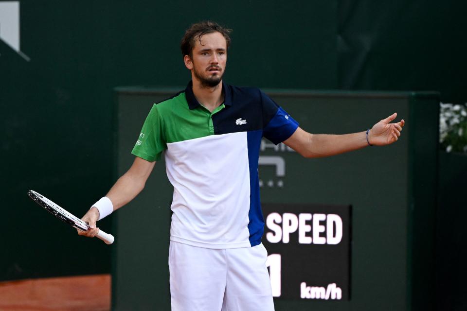 Daniil Medvedev, pictured here after losing a point against Richard Gasquet at the Geneva Open.