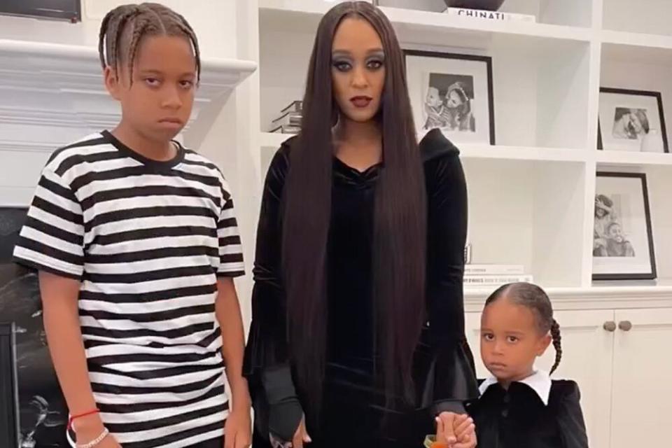 Tia Mowry Celebrates Halloween as 'The Addams Family' with Son Cairo and Daughter Cree