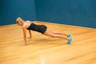 Start in a plank, or kneeling position with your hands slightly wider than shoulder width apart. Keep your body straight and do not break at the hips. Brace your abs and lower yourself to just above the ground. Lead with your chest on the descent. Now to come back up, start extending your arms by pushing yourself up from the floor.