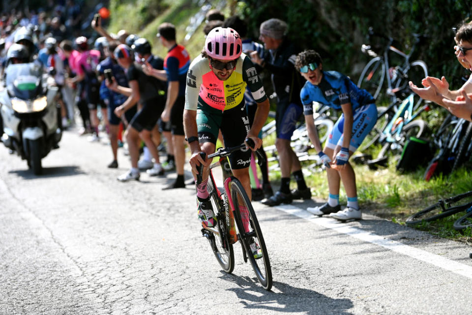 BERGAMO ITALY  MAY 21 Ben Healy of Ireland and Team EF EducationEasyPost attacks in the breakaway during the 106th Giro dItalia 2023 Stage 15 a 195km stage from Seregno to Bergamo  UCIWT  on May 21 2023 in Bergamo Italy Photo by Tim de WaeleGetty Images