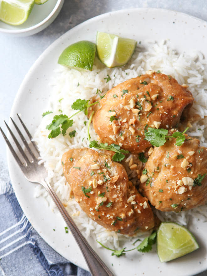 <strong>Get the <a href="https://www.completelydelicious.com/instant-pot-thai-chicken/" target="_blank">Instant Pot Thai Chicken</a> recipe from Completely Delicious</strong>