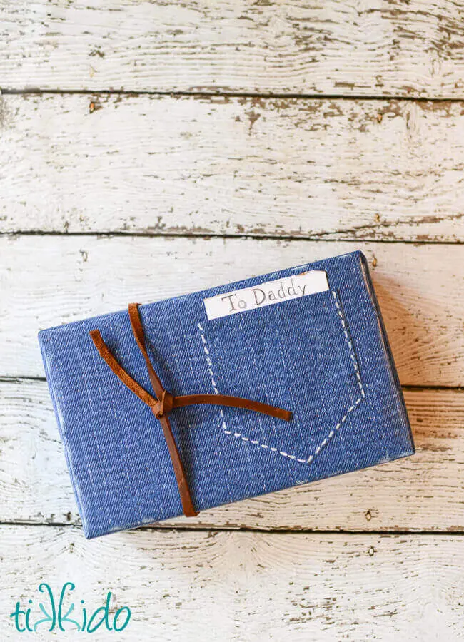 fathers day denim gift wrapping