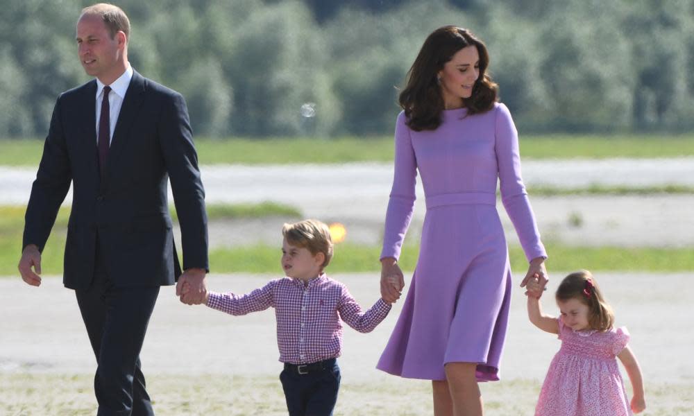 The Duke and of Duchess of Cambridge with their children Prince George and Princess Charlotte, September 2017