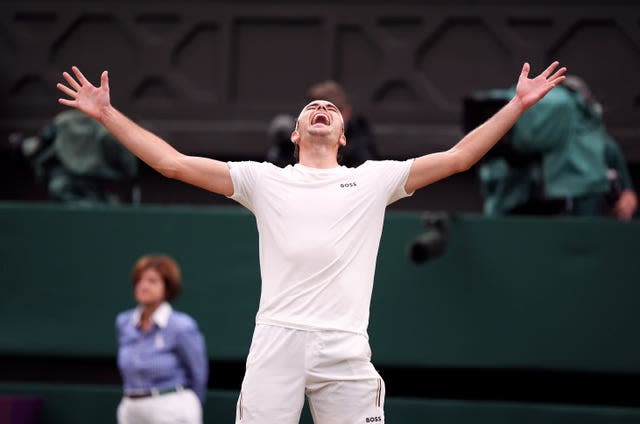 Taylor Fritz celebrates