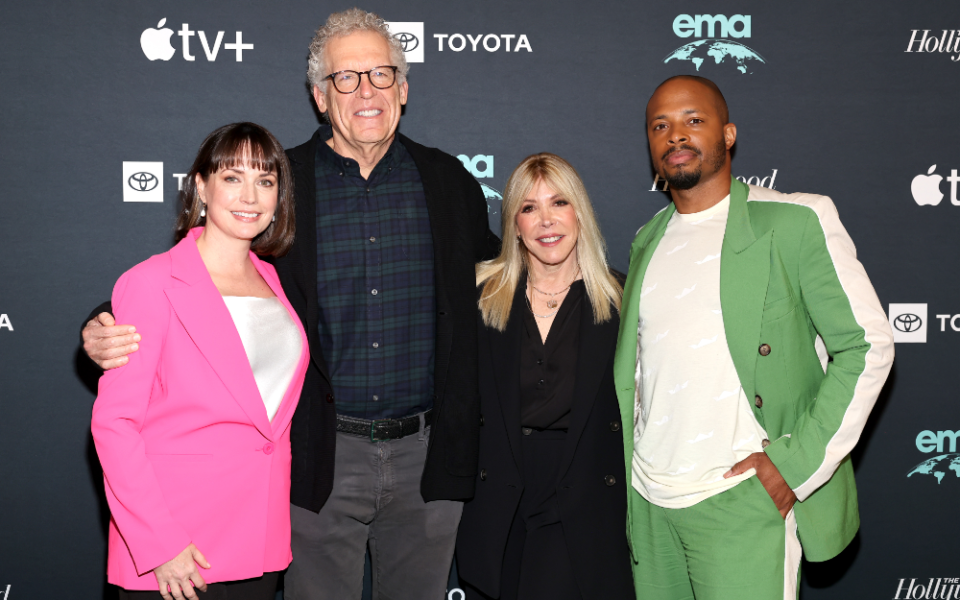 Julie Ann Emery, Carlton Cuse, Debbie Levin, and Cornelius Smith attend the Apple TV+ and The Hollywood Reporter's Environmental Media Association IMPACT Summit