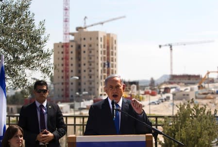 FILE PHOTO: Israeli Prime Minister Benjamin Netanyahu delivers statement in Har Homa