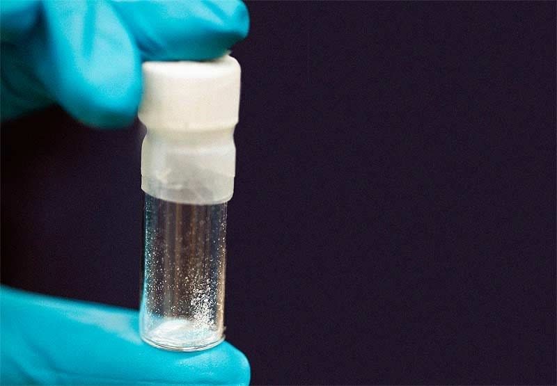 A vial containing 2 mg of fentanyl, which can be lethal depending on a person’s body size, according to the U.S. Drug Enforcement Administration.