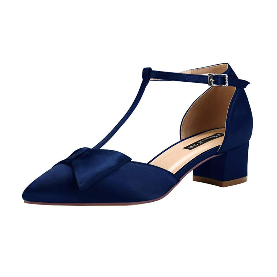 Erijunor Bow Mary Jane Block Heels