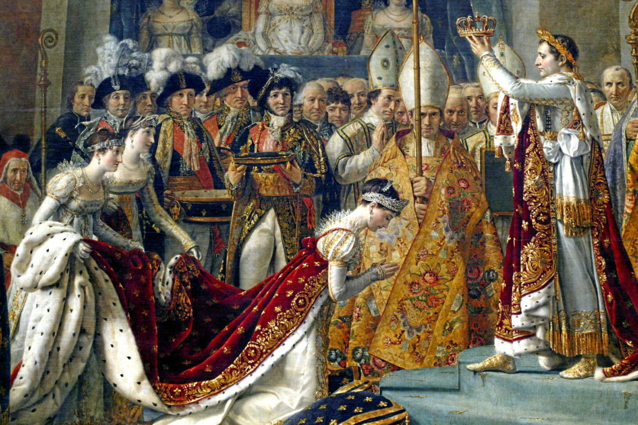 Sacre de l'Empereur Napoléon Ier et le couronnement de l'impératrice Joséphine, tableau de  Jacques-Louis David (musée du Louvre).  - Credit:JOEL ROBINE / AFP
