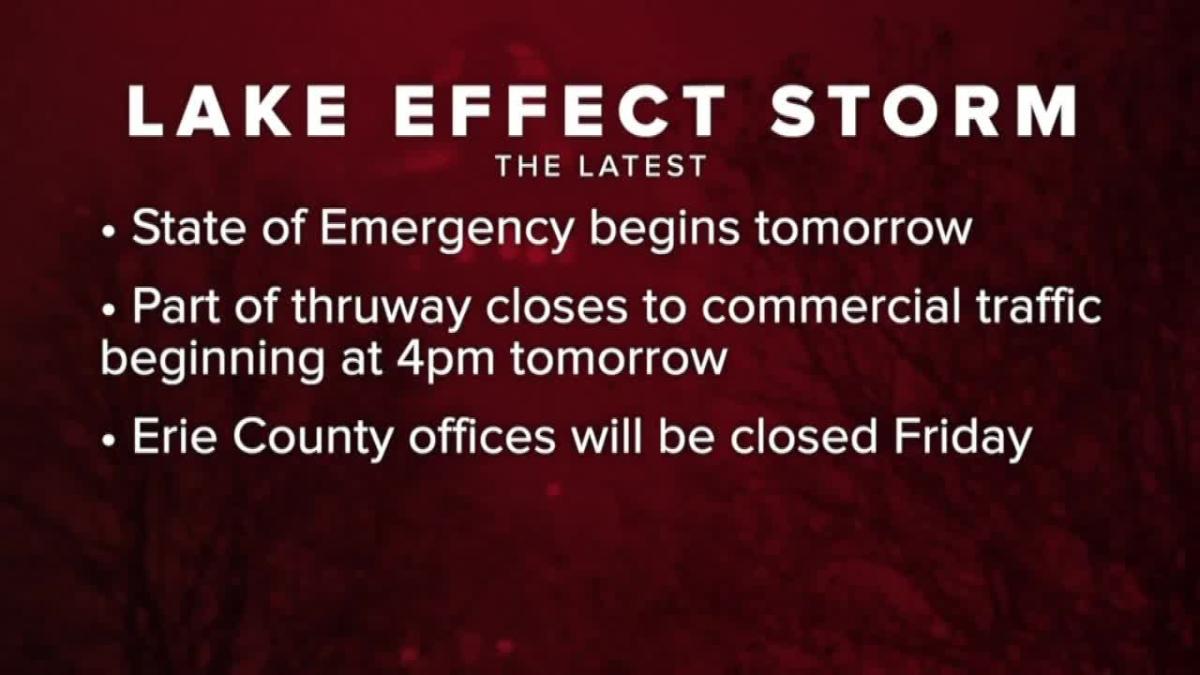 State of emergency to be declared & portion of NYS Thruway to lose to