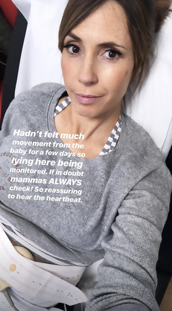 Alex Jones went to hospital to have her baby bump monitored after growing concerned that she couldn’t feel any movement (Instagram)