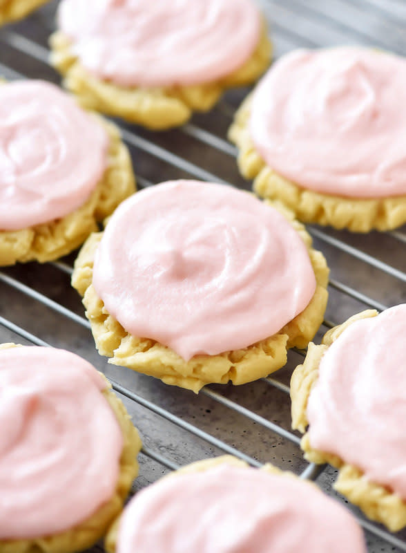 <p>Life In The Lofthouse</p><p>Cap off your Easter celebrations with the best sugar cookies. These pastel pretties are soft, full of flavor and topped with a fluffy buttercream frosting.</p><p><strong>Get the recipe: <a href="https://life-in-the-lofthouse.com/the-best-sugar-cookies/" rel="nofollow noopener" target="_blank" data-ylk="slk:The Best Sugar Cookies;elm:context_link;itc:0;sec:content-canvas" class="link rapid-noclick-resp">The Best Sugar Cookies</a></strong></p>