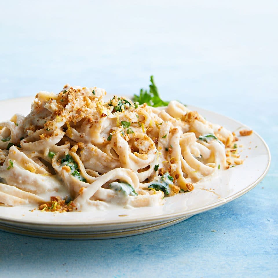 Vegan Cauliflower Fettuccine Alfredo with Kale