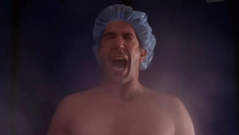 Social media wisecrackers compared Houston to “Friends” character Ross Gellar, who faced a similarly dark fate when trying to achieve a rich spray tan. Warner Bros.