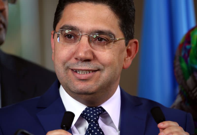 FILE PHOTO: Moroccan Foreign Minister Bourita attends a news conference after a roundtable on Western Sahara at the United Nations in Geneva