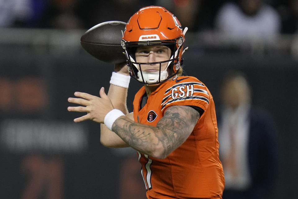 Tyson Bagent led the Bears to another win. (AP Photo/Erin Hooley)