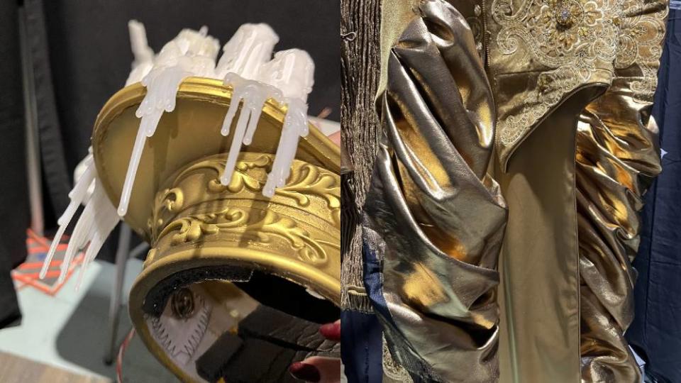 Marina Toybina created a melted wax effect for Lumiere’s outfit