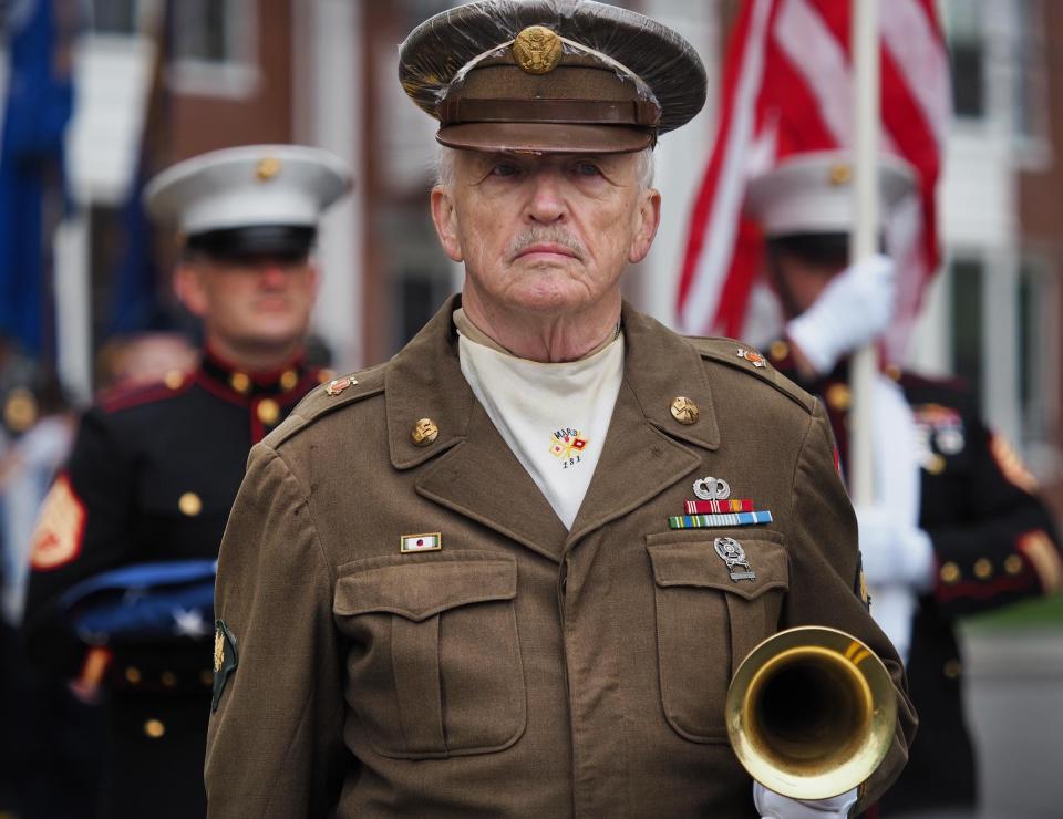 Joe Kenick Jr. seen in this file photo marching in the Exeter Memorial Day parade.