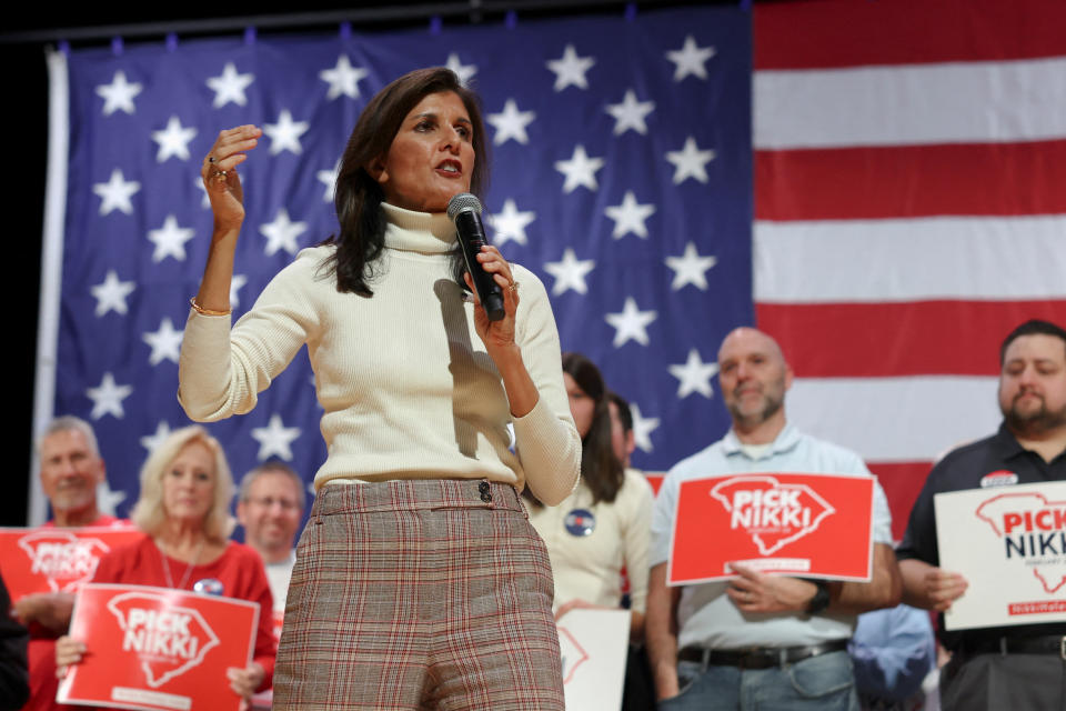 Nikki Haley speaks at a campaign event in South Carolina.