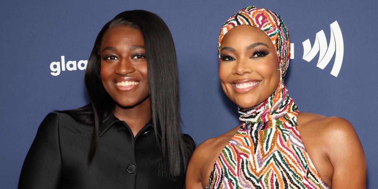 beverly hills, california march 30 l r zaya wade and gabrielle union attend the 34th annual glaad media awards at the beverly hilton on march 30, 2023 in beverly hills, california photo by monica schippergetty images