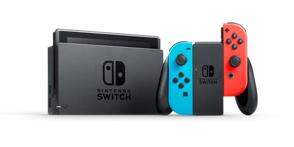 A Nintendo Switch console and game controller.