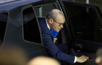 Irish Foreign Minister Simon Coveney arrives for a meeting of EU foreign ministers at the European Convention Center in Luxembourg, Monday, Oct. 14, 2019. Ireland says that a Brexit deal may be possible in the coming days, after technical teams from Britain and the European Union worked through the weekend. (AP Photo/Virginia Mayo)