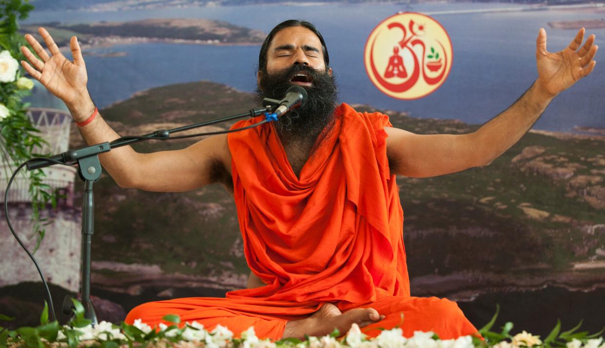 File: Ramdev at a yoga workshop in London on 11 July, 2010.  (AFP via Getty Images)