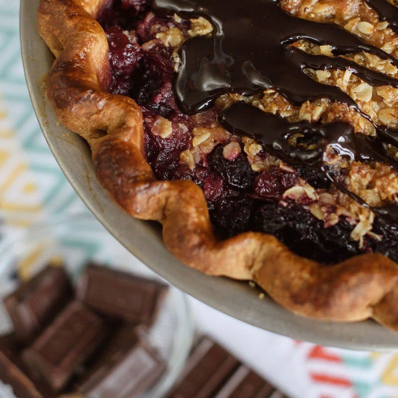 Dark Chocolate Cherry Crumble Pie; Justice of the Pies