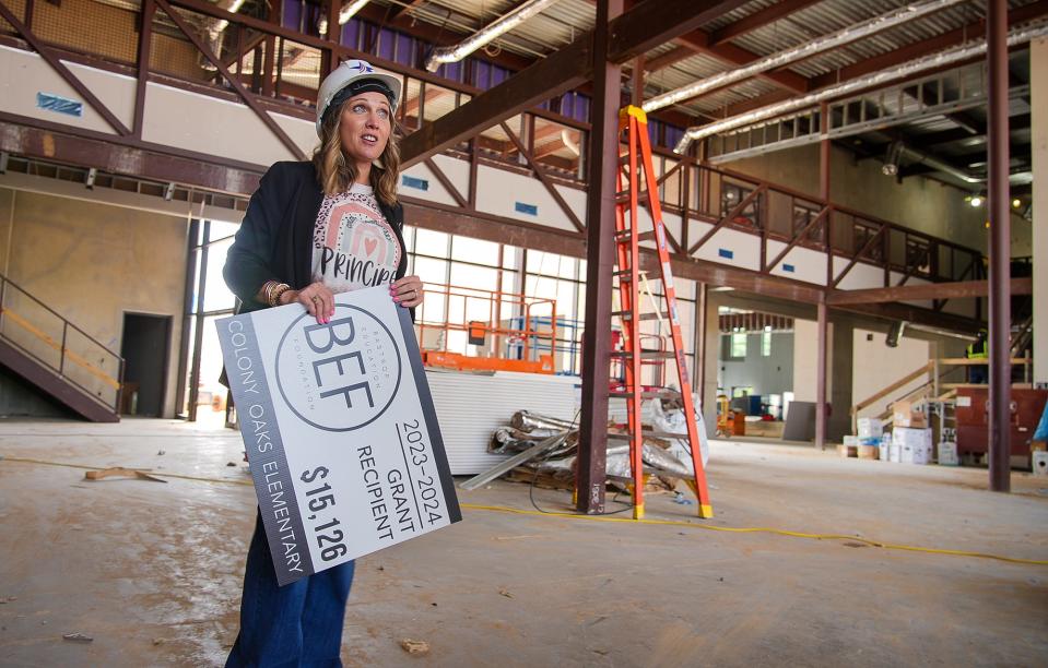 Colony Oaks Elementary School Principal Kristi Kisamore talks about the construction of the new school. The fast-growing Bastrop school district is asking voters to approve a $321.5 million bond in next week's election.