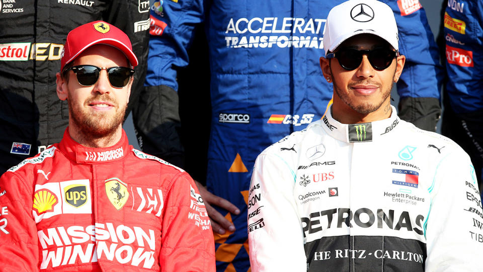 Sebastian Vettel and Lewis Hamilton, pictured here at the Abu Dhabi Grand Prix.