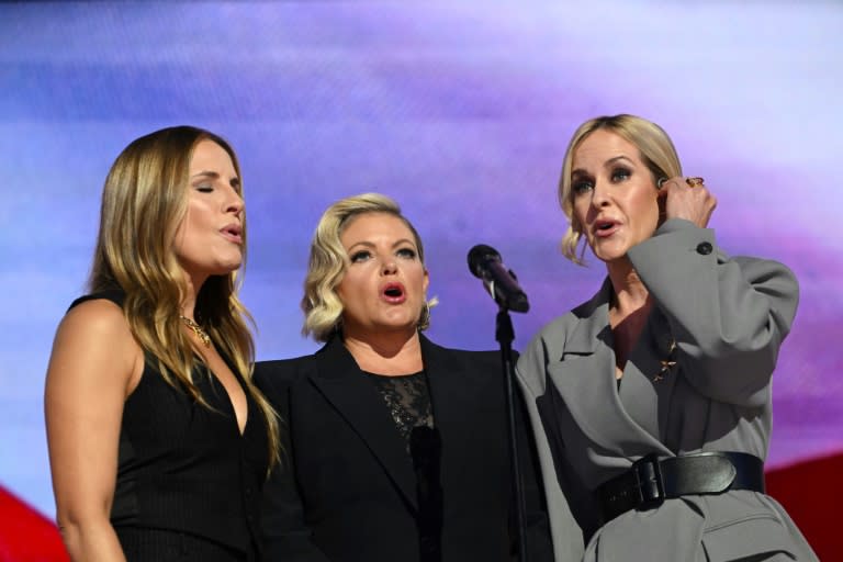 US band The Chicks performed the US national anthem on the fourth and last day of the Democratic National Convention (ANDREW CABALLERO-REYNOLDS)