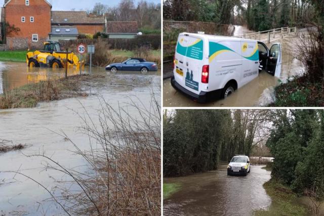 Cars stranded and roads closed as torrential rain brings more flooding