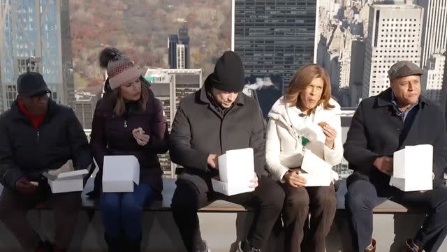<p>TODAY/YouTube</p> Today show team enjoys a bite to eat above Manhattan
