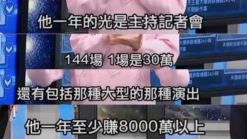 資深媒體人粘嫦鈺在節目中爆料，黃子佼原先的年收益斐淺。（圖／翻攝自YT關鍵時刻）