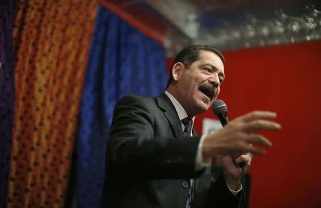 Chicago Mayoral candidate Jesus "Chuy" Garcia speaks to supporters at a rally in Chicago, Illinois, January 15, 2015. Billing himself as a champion of the poor, the Hispanic candidate with a catchy nickname could force well-funded Chicago Mayor Rahm Emanuel into a run-off election in the financially troubled city. REUTERS/Jim Young