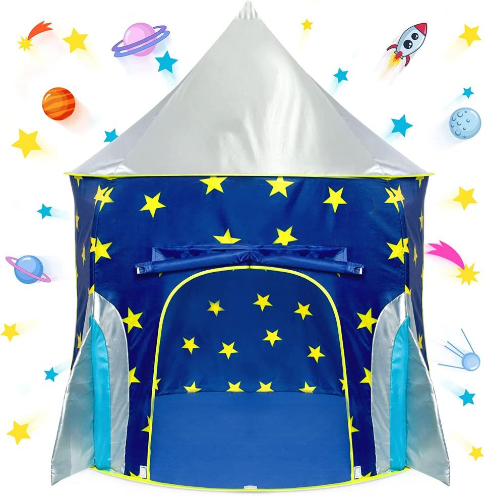 Pop up kids tent with stars and solar system design