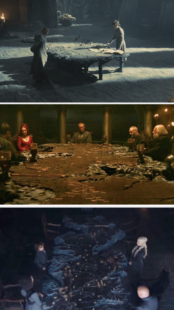 The painted table of Westeros seen at Dragonstone during Rhaenyra, Stannis and Daernerys' times