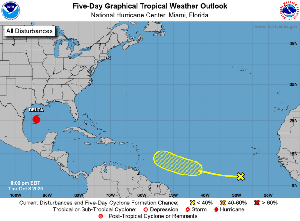 The hurricane center is tracking a “vigorous” tropical wave with a 20% chance of forming in the next five days.