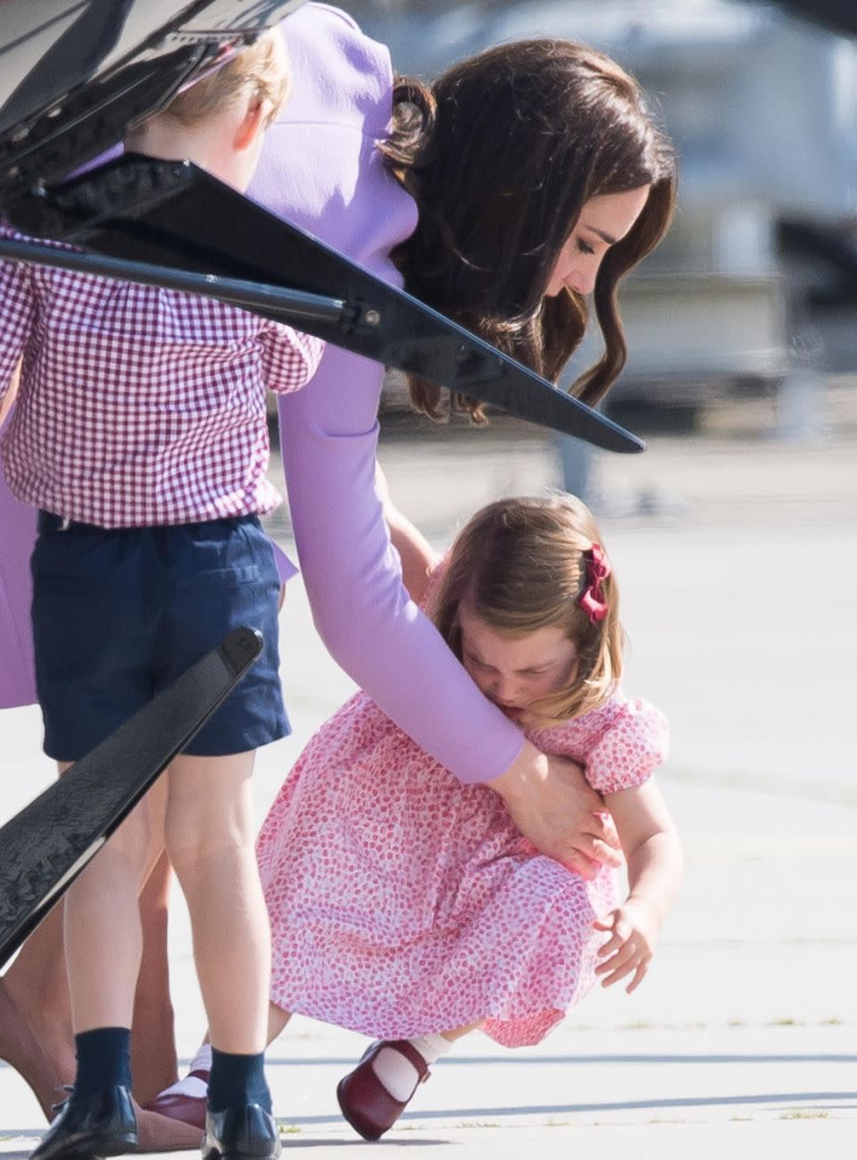 Charlotte had a small wobbly on the same tarmac in Germany. Photo: Getty