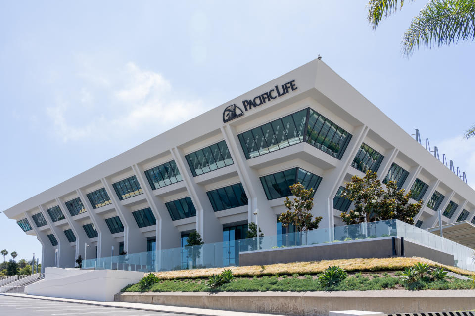 Newport Beach, California, USA - July 10, 2022: Pacific Life headquarters in Newport Beach, California, USA. Pacific Life Insurance Company is an American insurance company. 