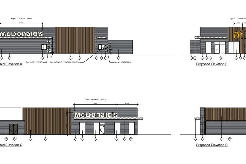 Proposed elevations of new McDonald's at the Lincolnshire Showground