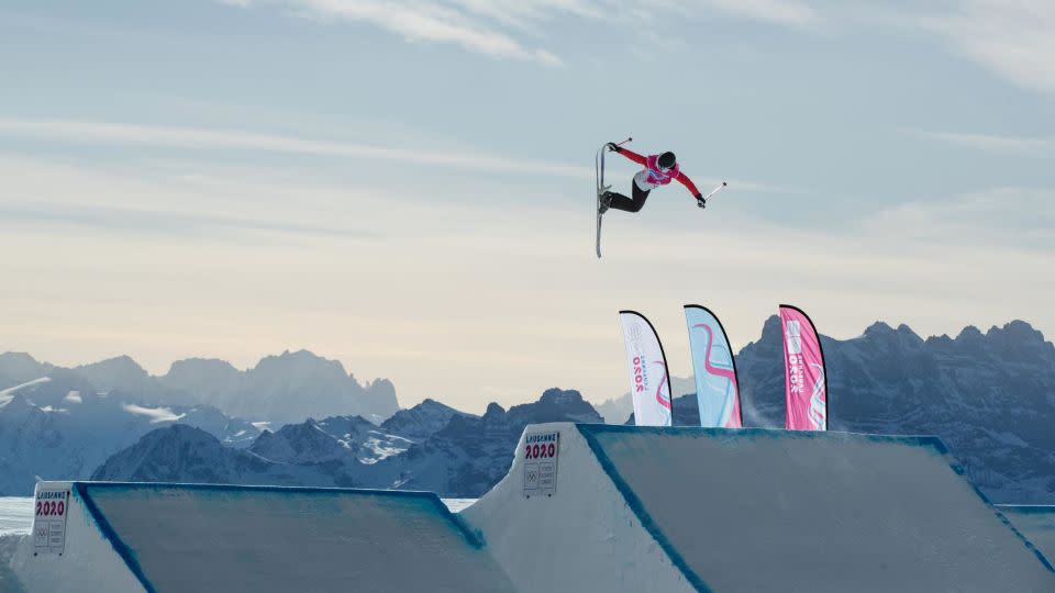 Gu in action during the women's freestyle skiing freeski big air finals at the 2020 Winter Youth Olympic Games. - Ben Queenborough/OIS Handout/USA Today Sports/Reuters