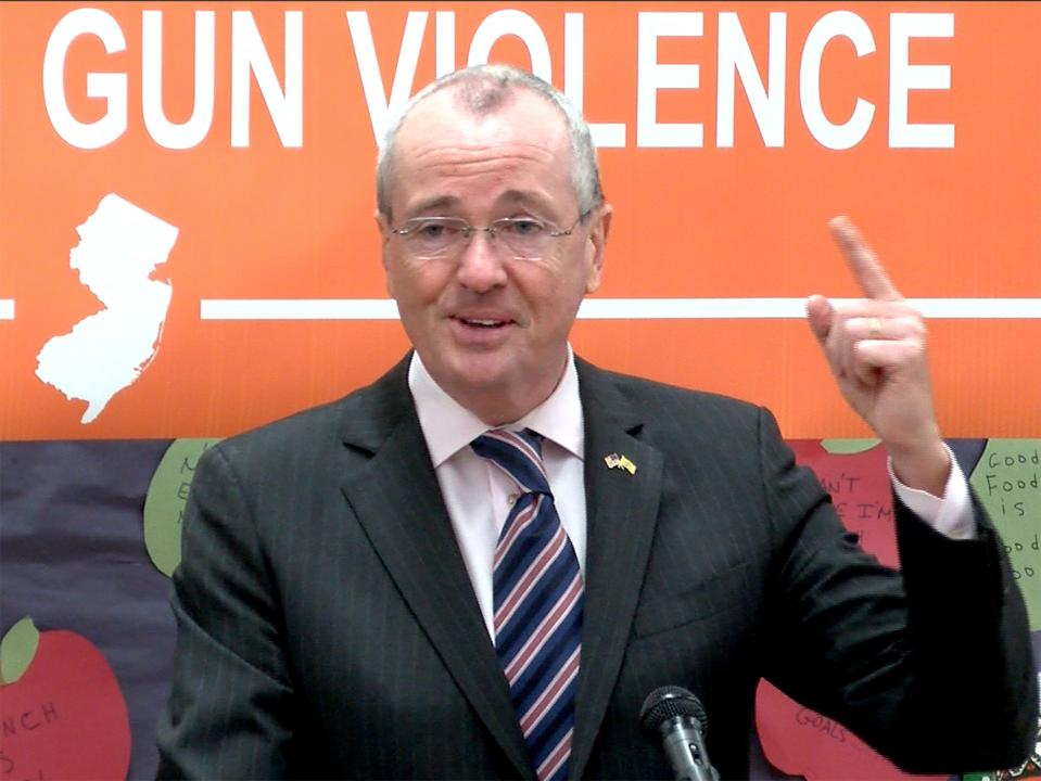 New Jersey Governor Phil Murphy speaks at the Dr. Martin Luther King Middle School in Asbury Park Friday, April 6, 2018, where he signed an Executive Order on gun safety.