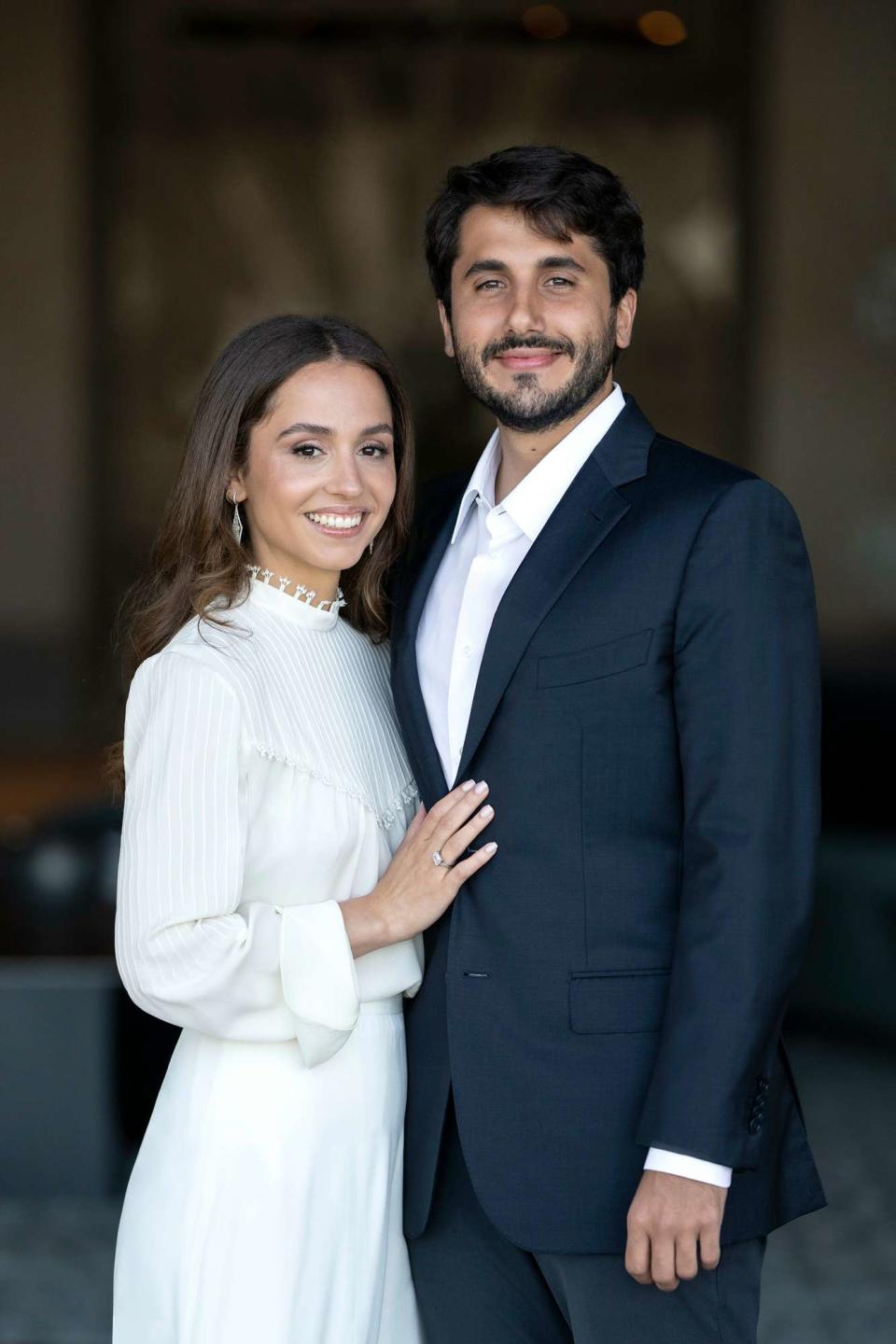 Princess Iman bint Abdullah II and Mr. Jameel Alexander Thermiotis engaged in Amman, on July 05, 2022, in the presence of King Abdullah II and Queen Rania Al Abdullah, Crown Prince Al Hussein bin Abdullah II, Prince Hashem bin Abdullah II, and Princess Salma bint Abdullah II