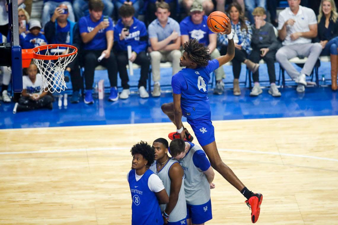 Daimion Collins, one of UK’s highest flyers this season, took part in Friday night’s slam-dunk contest. Silas Walker/swalker@herald-leader.com
